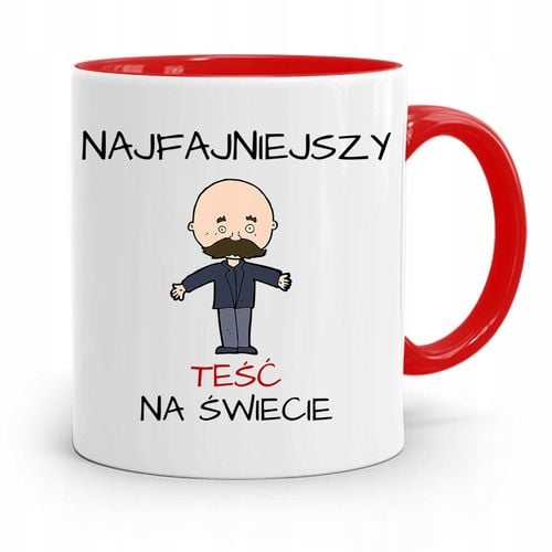 Kubek Czerwony Dla Teścia Najfajniejszy Prezent Z Nadrukiem Ze Zdjęciem na Arena.pl