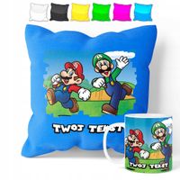 ZESTAW: KUBEK + POSZEWKA - SUPER MARIO BROS - PREZENT WIELE WZORÓW + IMIĘ