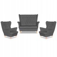 Zestaw uszak Gaja ekoskóra skaj sofa fotele Family Meble szary