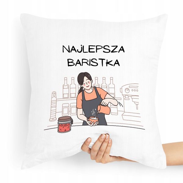Prezent Poduszka Dla Baristy Najlepsza Baristka Z Nadrukiem Ze Zdjęciem zdjęcie 1