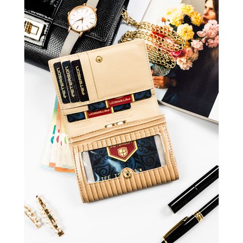 beżowy, pojemny portfel damski ze skóry naturalnej i ekologicznej na Arena.pl