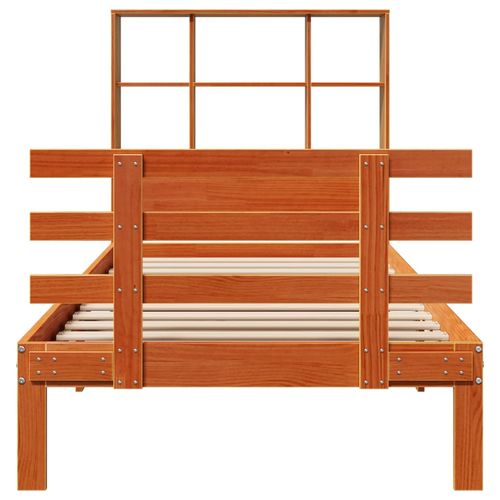 Łóżko z regałem, bez materaca, woskowy brąz, 75x190 cm, sosnowe na Arena.pl