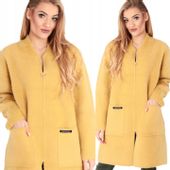 ALPAKA DAMSKA PŁASZCZ KURTKA SWETER CIEPŁA DŁUGA KAPTUR SUWAK WYGODNA 2018