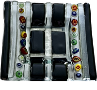 Mała Szklana Kwadratowa Popielniczka Kolorowa