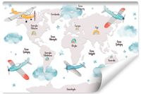 Fototapeta Dla Dzieci MAPA Świata Samoloty 368cm x 254cm