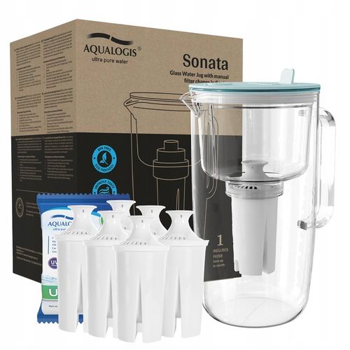 Szklany dzbanek filtrujący Sonata Niebieski + 6 wkładów UniX na Arena.pl