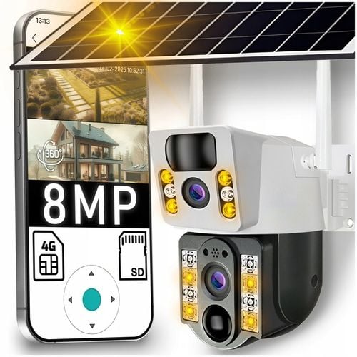 ZEWNĘTRZNA KAMERA SOLARNA TYP-C DWA OBIEKTYWY 8MPx NA KARTE SIM 4G LTE ZOOM na Arena.pl