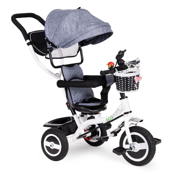 Rower trójkołowy obracany daszek szary wytrzymałe gumowe koła zdjęcie 1