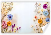 Fototapeta PREMIUM STRUKTURA ZMYWALANA kompozycja suszone kwiaty białe tło
