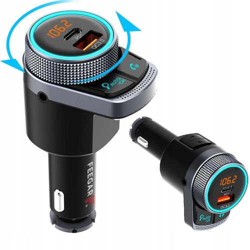 Transmiter FM Bluetooth Feegar AUX Szybka Ładowarka QC 3.0 38W na Arena.pl