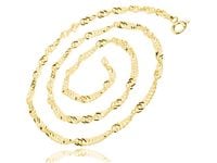 Delikatny pozłacany srebrny skręcany łańcuszek singapur spiralka 50 cm srebro 925 SINGAPORE_SI25G