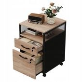Szafka na kółkach kontenerek na dokumenty szufladami zamykana jasny brąz