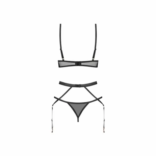 obsessive euridia czarny komplet bielizny 3-częściowy z pasem na Arena.pl