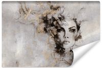Fototapeta Do Salonu Abstrakcja Portret Kobieta BETON Kwiaty 300cm x 210cm