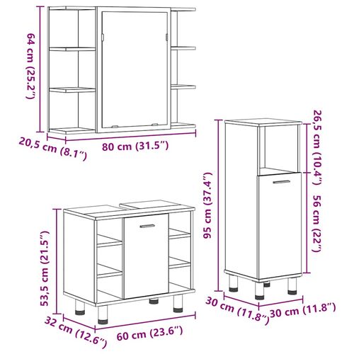 3-częściowy zestaw mebli łazienkowych, dąb artisan na Arena.pl