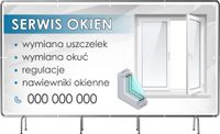 BANER REKLAMOWY 130x80cm gotowy projekt SERWIS OKIEN WYMIANA OKUĆ plandeka
