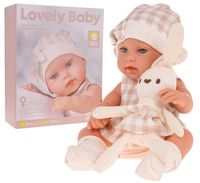 Lalka w nosidełku z Maskotką + Akcesoria Beżowe