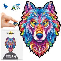 Puzzle drewniane wilk układanka zwierzęta dla dzieci dorosłych 147 element