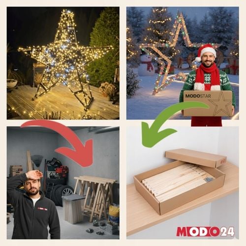 Gwiazda świąteczna 3D ulepszona z koziołków ModoStar 189cm drewno IMPREGNAT na Arena.pl