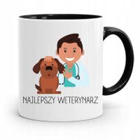 Kubek Czarny Dla Weterynarza Najlepszy Weterynarz Z Nadrukiem Ze Zdjęciem