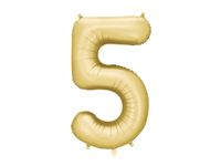 Balon foliowy cyfra 5 satynowy złoty, 86 cm