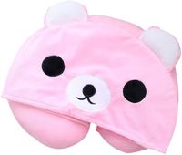 Zagłówek poduszka podróżna dla dzieci rogal kaptur różowy miś