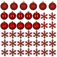 Bombki choinkowe 40 szt. zestaw dekoracji świątecznych, nietłukące, czerwone