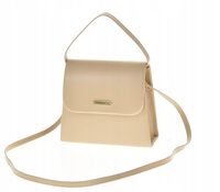 Laura Biaggi - mała torebka wizytowa kuferek beżowy mat JP41