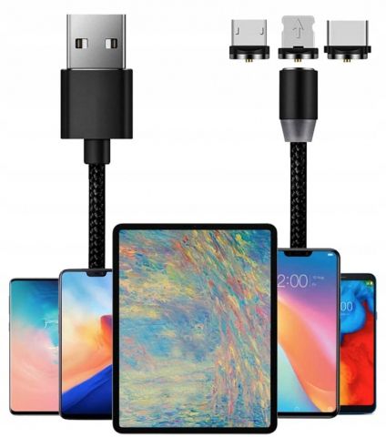 KABEL MAGNETYCZNY 3w1 MICRO TYP-C do IPHONE USB-C zdjęcie 5