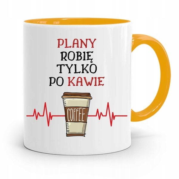 Kubek Żółty Architekta Plany Robię Tylko Po Kawie Z Nadrukiem Ze Zdjęciem zdjęcie 1