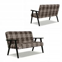 Sofa w stylu PRL retro vintage SOLER Family Meble krata brązowa