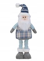 Figurka świąteczna mikołaj niebieski teleskopowe nogi duża 60cm.