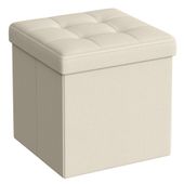 Pufa 30x30 cm organizer kremowa biel składana siedzisko z pojemnikiem