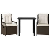3-cz. zestaw mebli ogrodowych z poduszkami, brązowy, polirattan