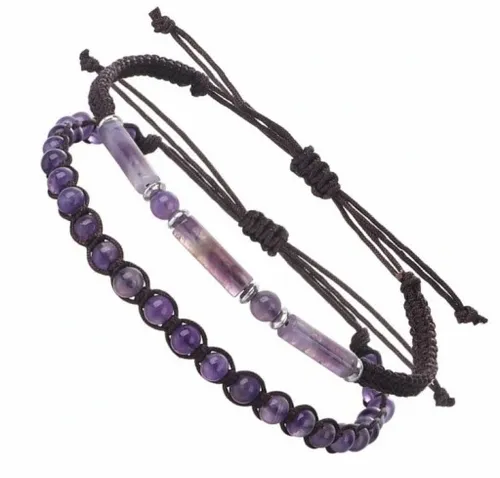 BRANSOLETKA DAMSKA KAMIEŃ AMETYST ZESTAW 2w1 na Arena.pl