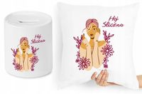 Dla Dziewczyny Zestaw Poduszka + Skarbonka Prezent Z Nadrukiem Ze Zdjęciem