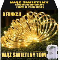 10M WĘŻYK ŚWIETLNY ZEWNĘTRZNY Wąż LED LAMPKI CHOINKĘ ŚWIECĄCY TAŚMA BATERIĘ