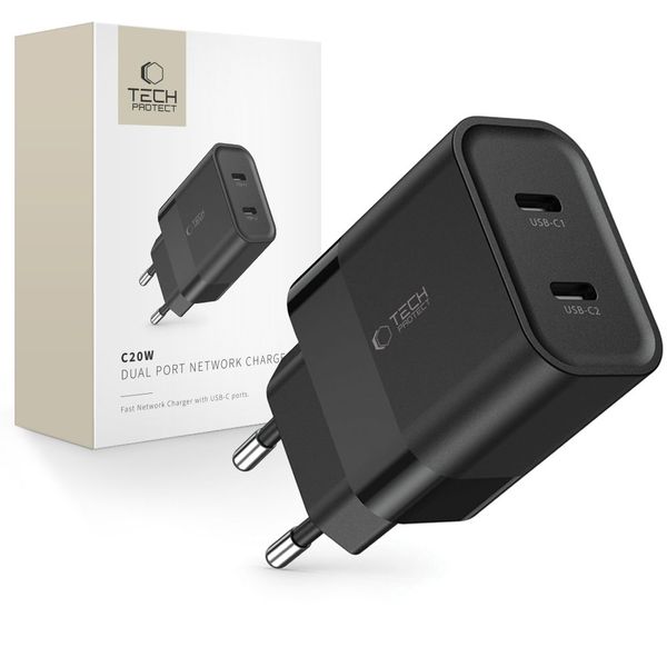 Ładowarka Tech-Protect C20W 2xUSB-C PD Szybkie Ładowanie 20W zdjęcie 1