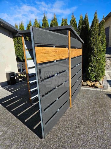 Wiata śmietnikowa 1,2x2 m Antracyt + złoty dąb - pad tył GP356 na Arena.pl