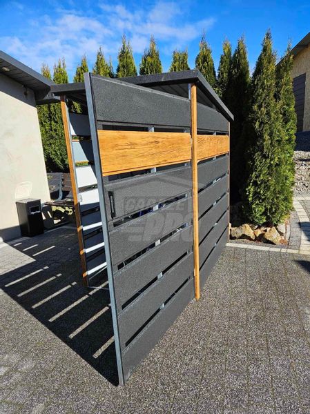 Wiata śmietnikowa 1,2x2 m Antracyt + złoty dąb - pad tył GP356 zdjęcie 9