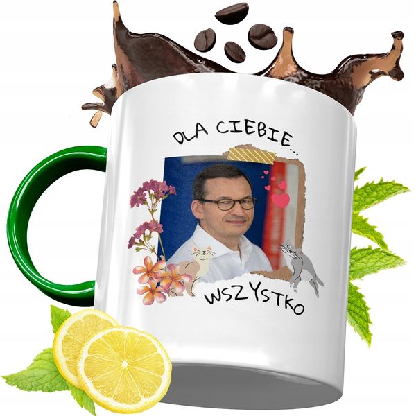 Kubek Zielony Mateusz Morawiecki Na Prezent Z Nadrukiem Ze Zdjęciem zdjęcie 1