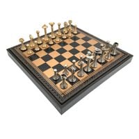 ITALIAN SET CHESS PIECES FUTURISTIC MEDIUM+CHESS BOARD OLD/BLACK 35