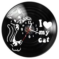 Zegar ścienny z płyty winylowej I love my cat 594.14