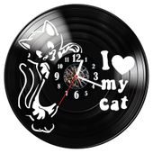 Zegar ścienny z płyty winylowej I love my cat 594.14