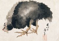 Plakat 66,5x46,5cm Kogut, Hokusai Japoński Vintage do Salonu