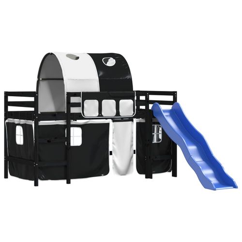 Dziecięce łóżko na antresoli, z tunelem, biało-czarne, 80x200cm na Arena.pl