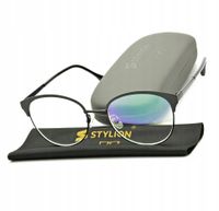 Damskie Okulary ZERÓWKI ANTYREFLEKS Oprawki do Komputera METALOWE owalne