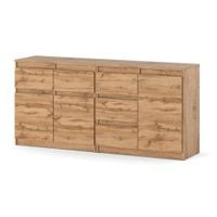 Komoda Drewniana Dąb Wotan Szafka Duża Pojemna 160cm 5 Szuflad Drzwiczki