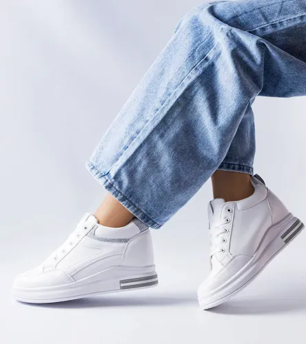 Białe sneakersy z brokatowymi wstawkami Bonevil 41 na Arena.pl