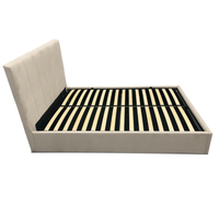 Łóżko tapicerowane 140x200 Vertica pojemnik stelaż wysoki zagłówek taupe